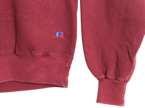 90s USA製 ラッセル 無地 タートルネック スウェット メンズ レディース М / 古着 オールド トレーナー 前V 裏起毛 ヘビーウェイト エンジ