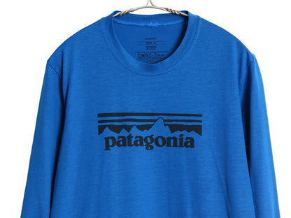 パタゴニア ポラライズド 長袖 Tシャツ メンズ M 13年製 古着 アウトドア ロンT ロングスリーブ ロゴ プリント トップス カットソー ブルー