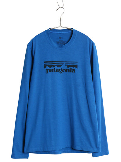 パタゴニア ポラライズド 長袖 Tシャツ メンズ M 13年製 古着 アウトドア ロンT ロングスリーブ ロゴ プリント トップス カットソー ブルー