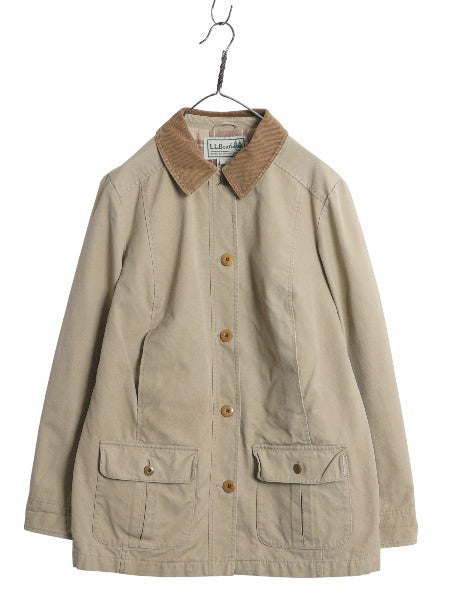 00s エルエルビーン ハンティング ジャケット レディース M 古着 オールド カバーオール ハーフ コート フランネル チェック ライナー付き