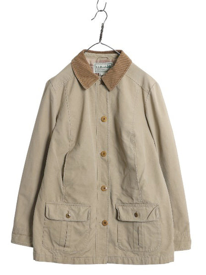  00s エルエルビーン ハンティング ジャケット レディース M 古着 オールド カバーオール ハーフ コート フランネル チェック ライナー付き