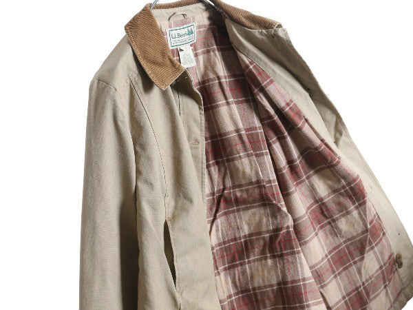 00s エルエルビーン ハンティング ジャケット レディース M 古着 オールド カバーオール ハーフ コート フランネル チェック ライナー付き