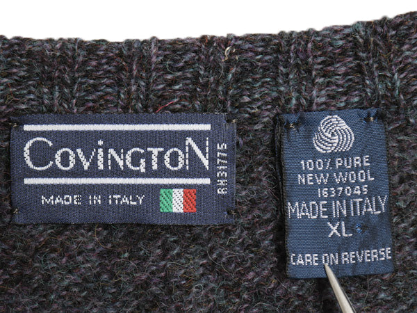 80s イタリア製 Covington Vネック フェアアイル ニット ベスト メンズ XL ヴィンテージ ウール 重ね着 大きいサイズ バーズアイ シアーズ