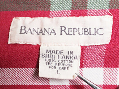 90s バナナリパブリック チェック ヘビー フランネル シャツ メンズ L 古着 90年代 オールド BANANA REPUBLIC 長袖シャツ ネルシャツ 厚手