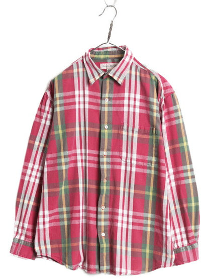 90s バナナリパブリック チェック ヘビー フランネル シャツ メンズ L 古着 90年代 オールド BANANA REPUBLIC 長袖シャツ ネルシャツ 厚手