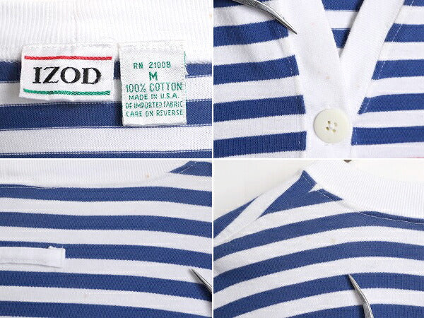 90s USA製 アイゾット マルチ ボーダー カーディガン レディース M 古着 オールド IZOD コットン 前開き 羽織り 重ね着 薄手 マルチカラー
