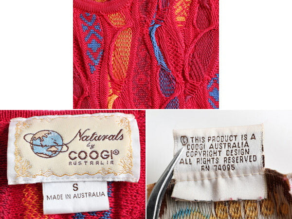 オーストラリア製 COOGI 3D 立体編み コットン ニット ワンピース レディース S / チュニック 総柄 ミニ丈 ワンピ クージー マルチカラー