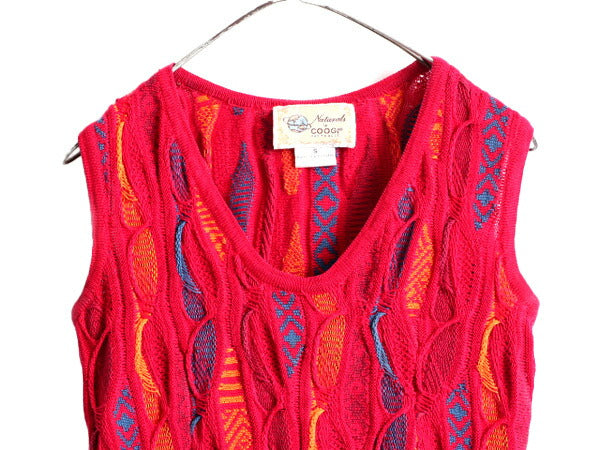 オーストラリア製 COOGI 3D 立体編み コットン ニット ワンピース レディース S / チュニック 総柄 ミニ丈 ワンピ クージー マルチカラー