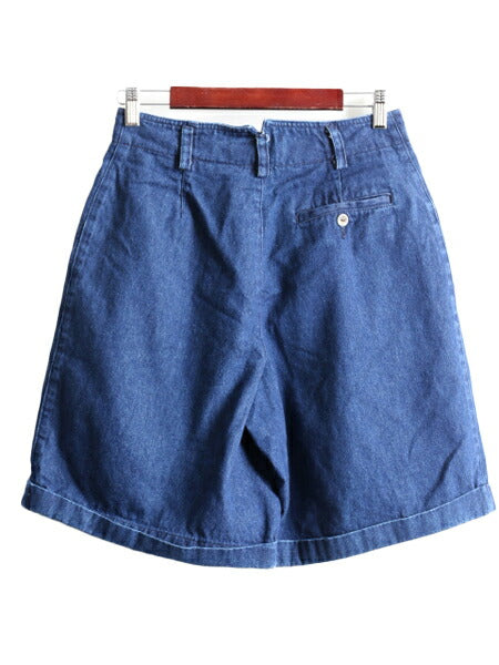 90s Lis sport デニム ショート パンツ レディース S 古着 90年代 オールド コットン ハーフパンツ ショーツ 2タック 短パン リズスポーツ