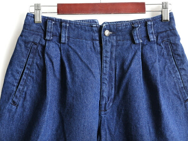 90s Lis sport デニム ショート パンツ レディース S 古着 90年代 オールド コットン ハーフパンツ ショーツ 2タック 短パン リズスポーツ