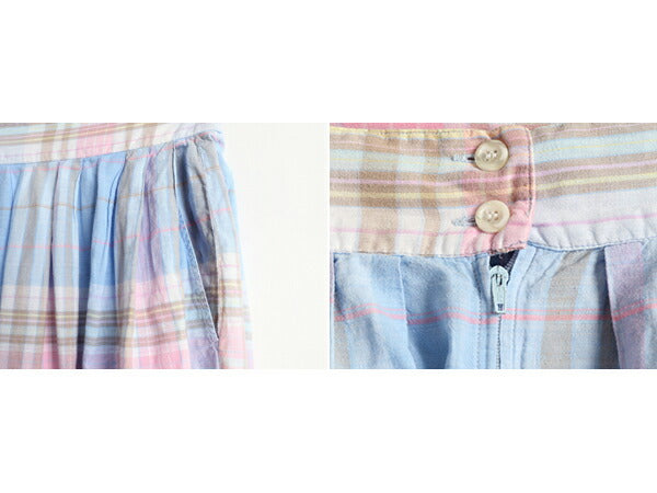 80s ウールリッチ チェック フレア スカート レディース M 程 古着 80年代 ヴィンテージ 紺タグ Woolrich インディアン マドラス インド製