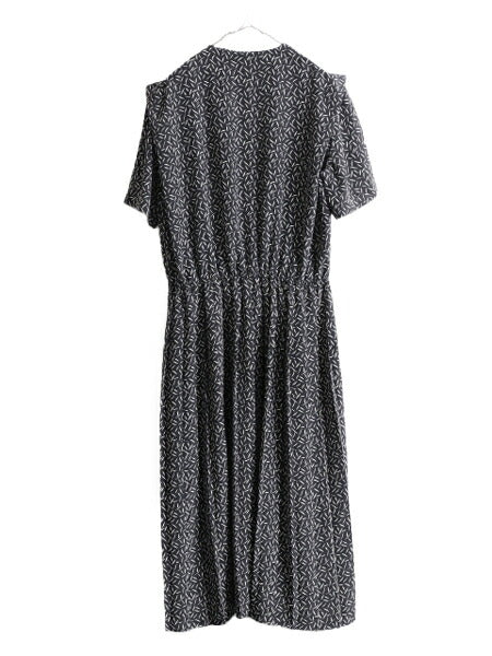 90s Leslie Fay 総柄 プリーツ ワンピース レディース XL 程 90年代 オールド マキシ丈 ロングワンピース 半袖 ドレス ワンピ 大きいサイズ