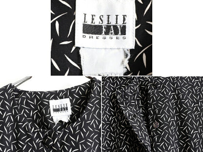 90s Leslie Fay 総柄 プリーツ ワンピース レディース XL 程 90年代 オールド マキシ丈 ロングワンピース 半袖 ドレス ワンピ 大きいサイズ