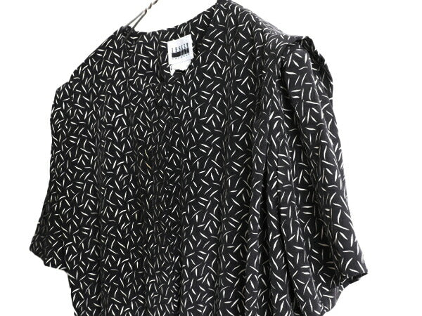 90s Leslie Fay 総柄 プリーツ ワンピース レディース XL 程 90年代 オールド マキシ丈 ロングワンピース 半袖 ドレス ワンピ 大きいサイズ