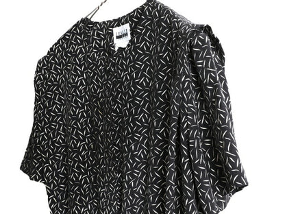90s Leslie Fay 総柄 プリーツ ワンピース レディース XL 程 90年代 オールド マキシ丈 ロングワンピース 半袖 ドレス ワンピ 大きいサイズ