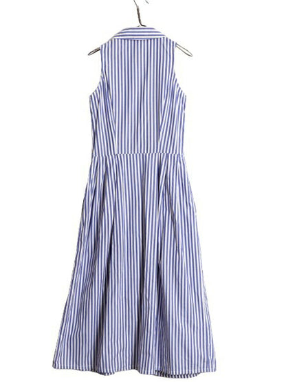90s OLD GAP ストライプ ノースリーブ シャツ ワンピース M / 古着 90年代 オールド ギャップ ロング ワンピ マキシ丈 襟付き シャツワンピ