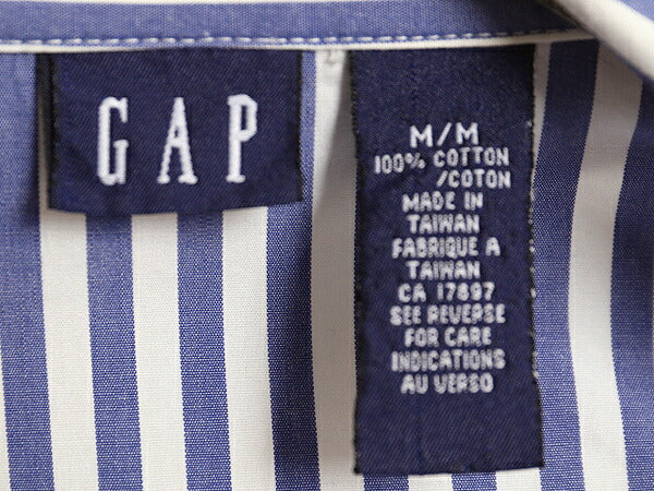 90s OLD GAP ストライプ ノースリーブ シャツ ワンピース M / 古着 90年代 オールド ギャップ ロング ワンピ マキシ丈 襟付き シャツワンピ