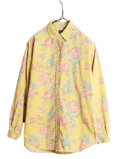 90s OLD GAP 花柄 長袖 シャツ レディース S / 90年代 オールド ギャップ 旧タグ コットン ブラウス 総柄 マルチカラー 長袖シャツ 紺タグ