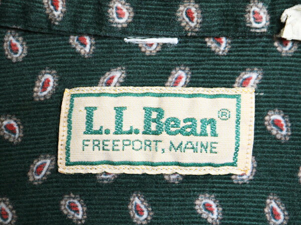 80s エルエルビーン 総柄 細畝 コーデュロイ 長袖 ワンピース レディース M 程/ ヴィンテージ LLBEAN ロング ワンピ ミディ丈 ベルト付き