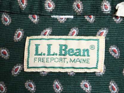 80s エルエルビーン 総柄 細畝 コーデュロイ 長袖 ワンピース レディース M 程/ ヴィンテージ LLBEAN ロング ワンピ ミディ丈 ベルト付き