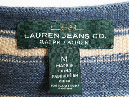 ラルフローレン ネイティブ ボーダー コットン ニット セーター レディース M / LAUREN JEANS Co マルチカラー キーネック ポニーなし 薄手