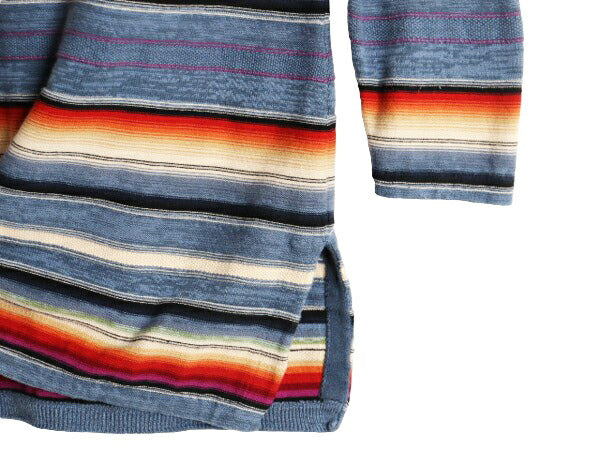ラルフローレン ネイティブ ボーダー コットン ニット セーター レディース M / LAUREN JEANS Co マルチカラー キーネック ポニーなし 薄手