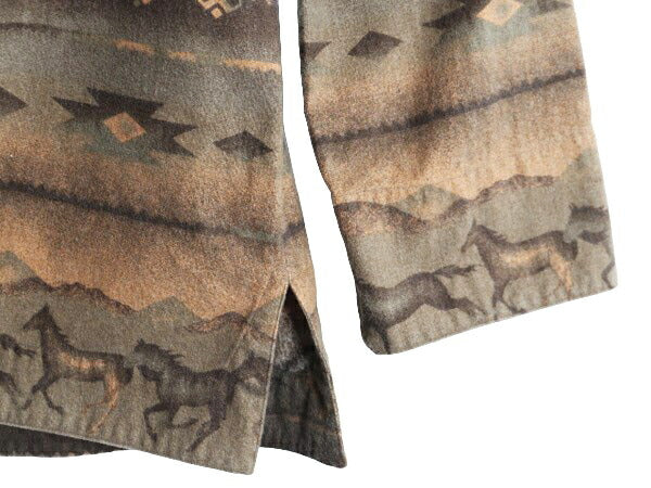 カベラス ネイティブ 総柄 シャモア クロス レースアップ 長袖 シャツ レディース S / アウトドア Cabelas ヘビー フランネル プルオーバー