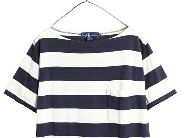 90s ラルフローレン ボートネック ボーダー 半袖 Tシャツ ワンピース レディース L オールド ポロ カットソー ワンピ コットン カットソー