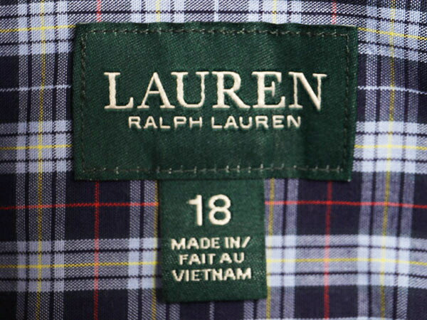 LAUREN ラルフローレン チェック 長袖 シャツ 18 ボーイズ XL メンズ XS 古着 ポロ 長袖シャツ ロゴ刺繍 マルチカラー カジュアル Yシャツ