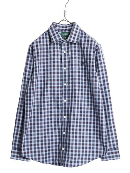 LAUREN ラルフローレン チェック 長袖 シャツ 18 ボーイズ XL メンズ XS 古着 ポロ 長袖シャツ ロゴ刺繍 マルチカラー カジュアル Yシャツ