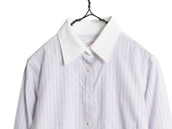 ブルックスブラザーズ ストライプ 長袖 クレリック シャツ レディース M 程 / Brooks Brothers ノーアイロン ストレッチ ワイシャツ ドレス