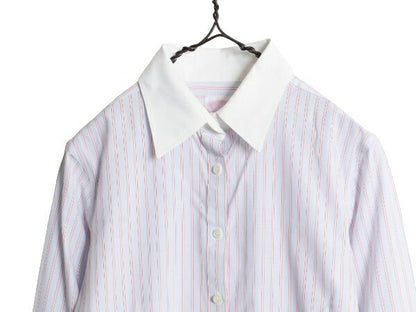 ブルックスブラザーズ ストライプ 長袖 クレリック シャツ レディース M 程 / Brooks Brothers ノーアイロン ストレッチ ワイシャツ ドレス