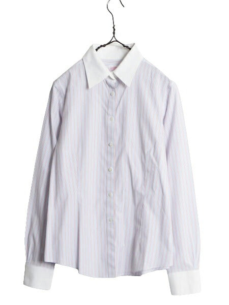 ブルックスブラザーズ ストライプ 長袖 クレリック シャツ レディース M 程 / Brooks Brothers ノーアイロン ストレッチ ワイシャツ ドレス