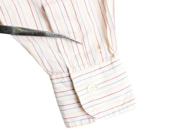 80s ブルックスブラザーズ ストライプ 長袖 クレリック シャツ レディース S 程 古着 Brooks Brothers MAKERS ヴィンテージ ラウンドカラー