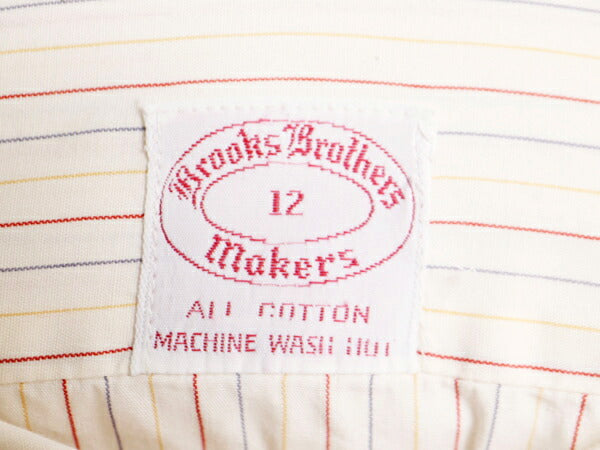 80s ブルックスブラザーズ ストライプ 長袖 クレリック シャツ レディース S 程 古着 Brooks Brothers MAKERS ヴィンテージ ラウンドカラー