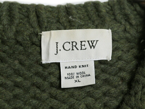 00s 手編み J CREW ボーダー ハンド ニット セーター メンズ XL 古着 オールド ウール ハンドメイド ジェイクルー ローゲージ 大きいサイズ