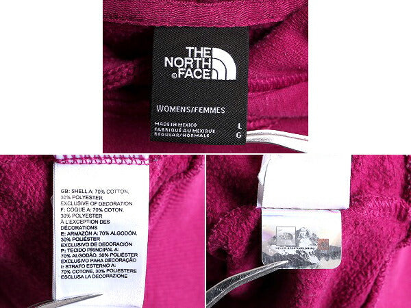 ノースフェイス プリント スウェット フード パーカー レディース L / The North Face トレーナー プルオーバー 裏起毛 アウトドア 紫 薄手