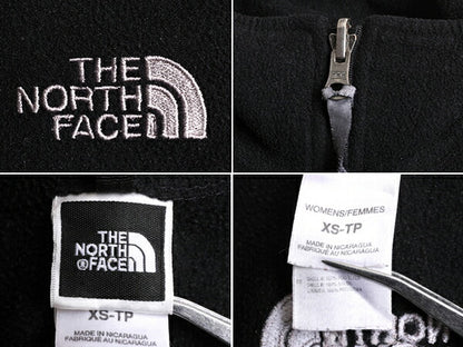 ノースフェイス フルジップ フリース ジャケット レディース XS / 古着 The North Face ハイネック ジャンパー ブルゾン 薄手 インナー 黒