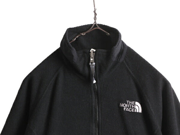 ノースフェイス フルジップ フリース ジャケット レディース XS / 古着 The North Face ハイネック ジャンパー ブルゾン 薄手 インナー 黒