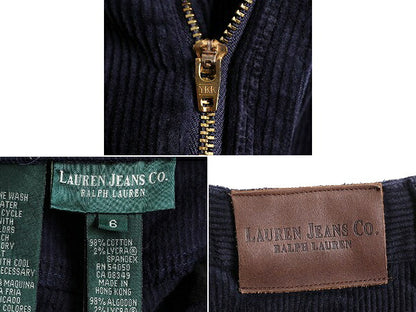 90s LAUREN JEANS ラルフローレン 太畝 コーデュロイ パンツ レディース 28インチ S 程/ 古着 スリム ストレート ノータック ストレッチ 黒