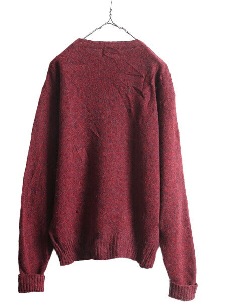 90s ペンドルトン シェットランド ウール ニット セーター メンズ M / 90年代 オールド PENDLETON 無地 クルーネック ミドルゲージ エンジ
