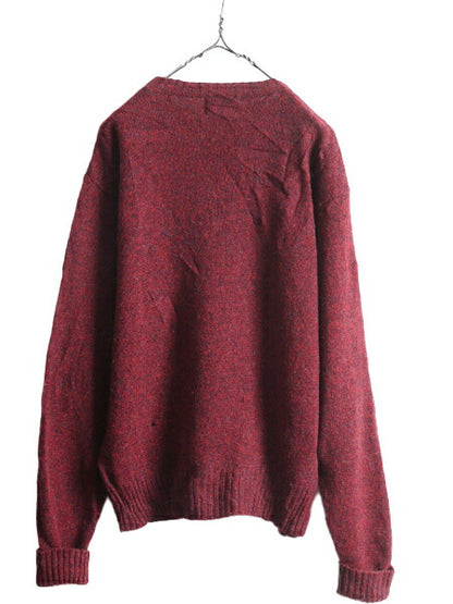 90s ペンドルトン シェットランド ウール ニット セーター メンズ M / 90年代 オールド PENDLETON 無地 クルーネック ミドルゲージ エンジ