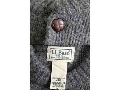 エルエルビーン ヘンリーネック ラム ウール ニット セーター メンズ M 古着 LLビーン ハイネック LLBEAN プルオーバー アウトドア 濃灰
