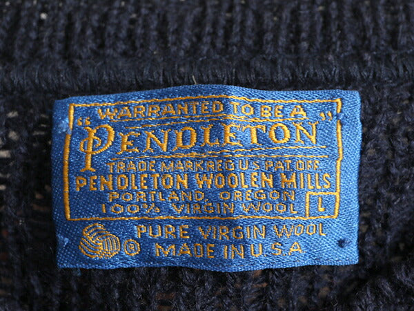 70s USA製 ペンドルトン ノルディック ウール デザイン ニット セーター メンズ L / 古着 PENDLETON 70年代 ヴィンテージ 3D 立体編み 総柄