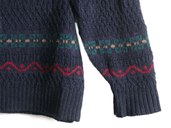 70s USA製 ペンドルトン ノルディック ウール デザイン ニット セーター メンズ L / 古着 PENDLETON 70年代 ヴィンテージ 3D 立体編み 総柄