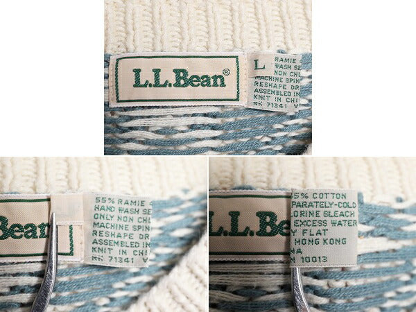 80s エルエルビーン ノルディック 総柄 ニット セーター レディース L メンズ M / 80年代 ヴィンテージ LLBEAN コットン ラミー アウトドア