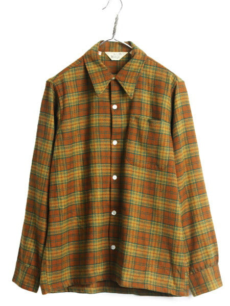 70s ウールリッチ チェック ウール シャツ メンズ M / 古着 70年代 ヴィンテージ Woolrich 白タグ ポケット付き マルチカラー 長袖シャツ