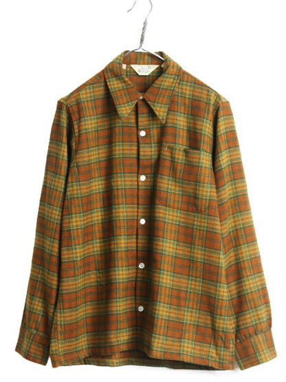 70s ウールリッチ チェック ウール シャツ メンズ M / 古着 70年代 ヴィンテージ Woolrich 白タグ ポケット付き マルチカラー 長袖シャツ
