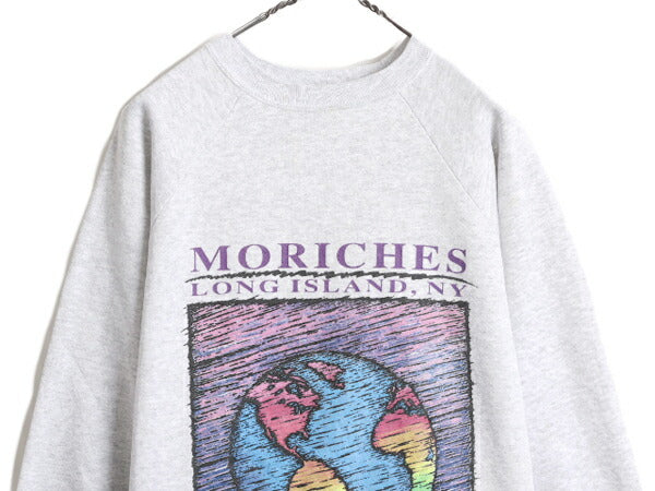 90s USA製 地球 アート イラスト プリント スウェット メンズ XL 90年代 オールド 裏起毛 トレーナー グラフィック ヘインズ 大きいサイズ