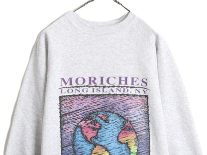 90s USA製 地球 アート イラスト プリント スウェット メンズ XL 90年代 オールド 裏起毛 トレーナー グラフィック ヘインズ 大きいサイズ